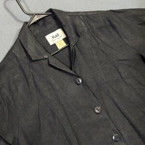 Flax Shirt Women's S Black Linen Short Sleeve Button Up